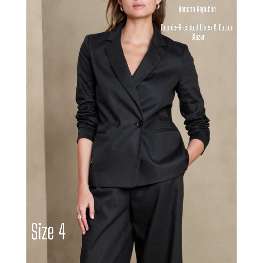 Banana Republic Linen-Cotton Double Breasted Blazer-Size 4